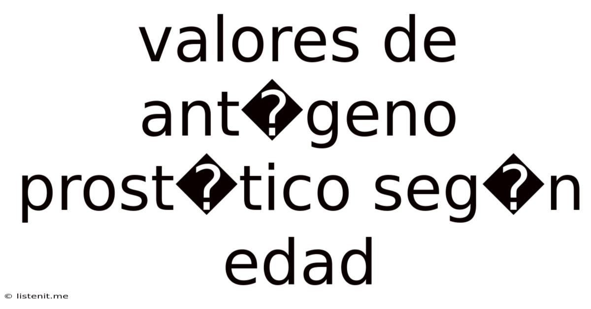 Valores De Ant�geno Prost�tico Seg�n Edad