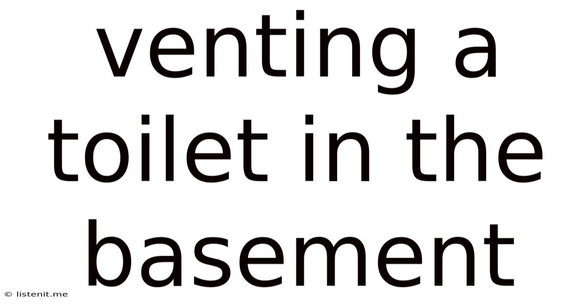 Venting A Toilet In The Basement