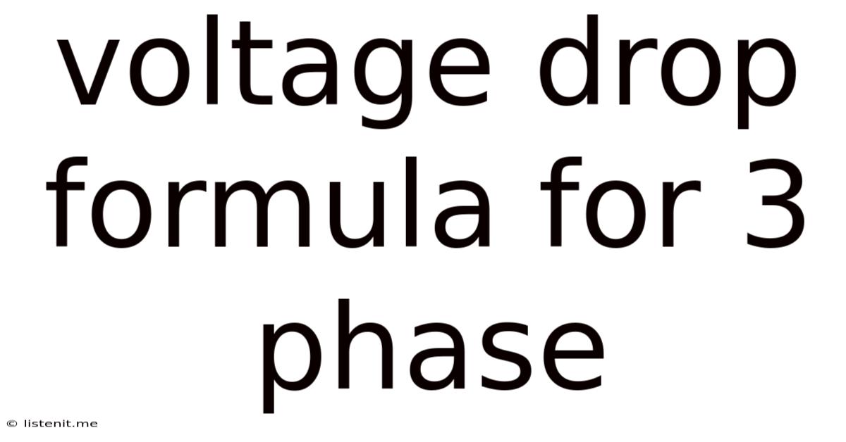 Voltage Drop Formula For 3 Phase