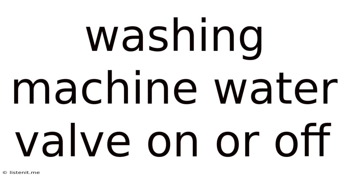 Washing Machine Water Valve On Or Off