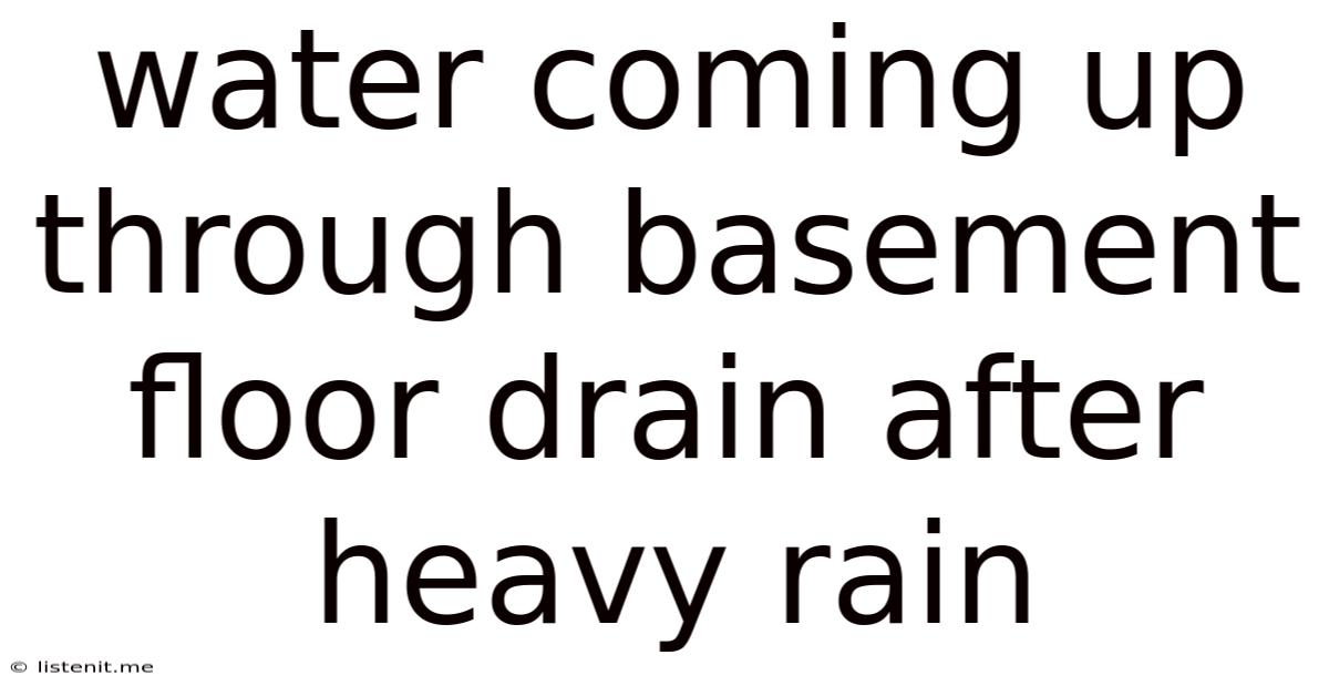 Water Coming Up Through Basement Floor Drain After Heavy Rain