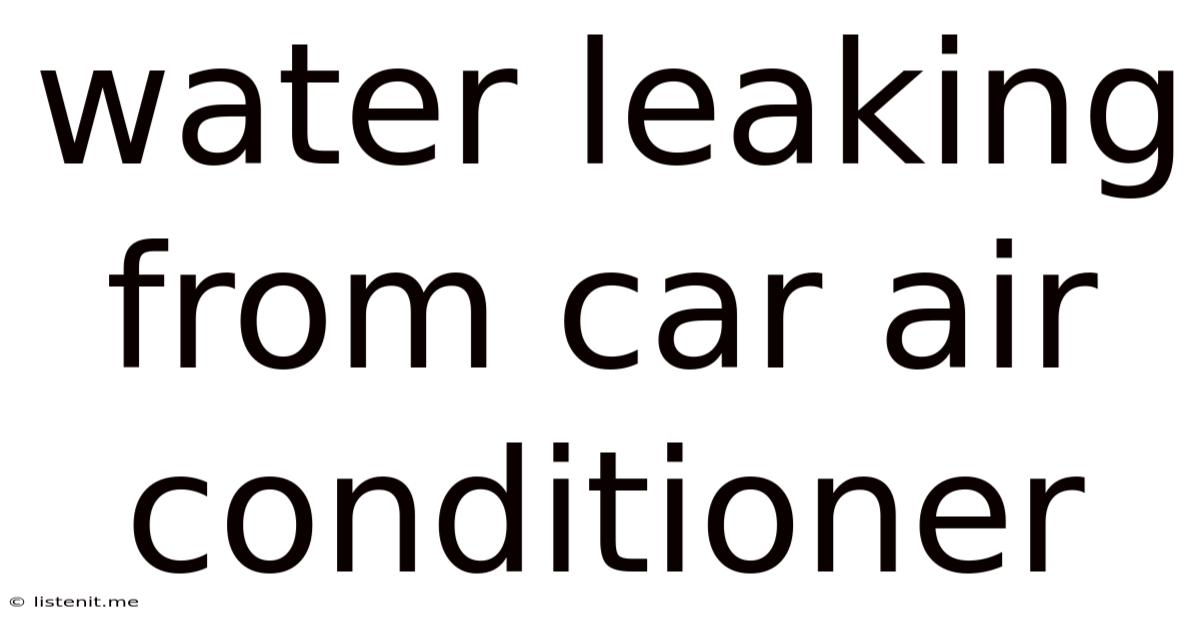 Water Leaking From Car Air Conditioner