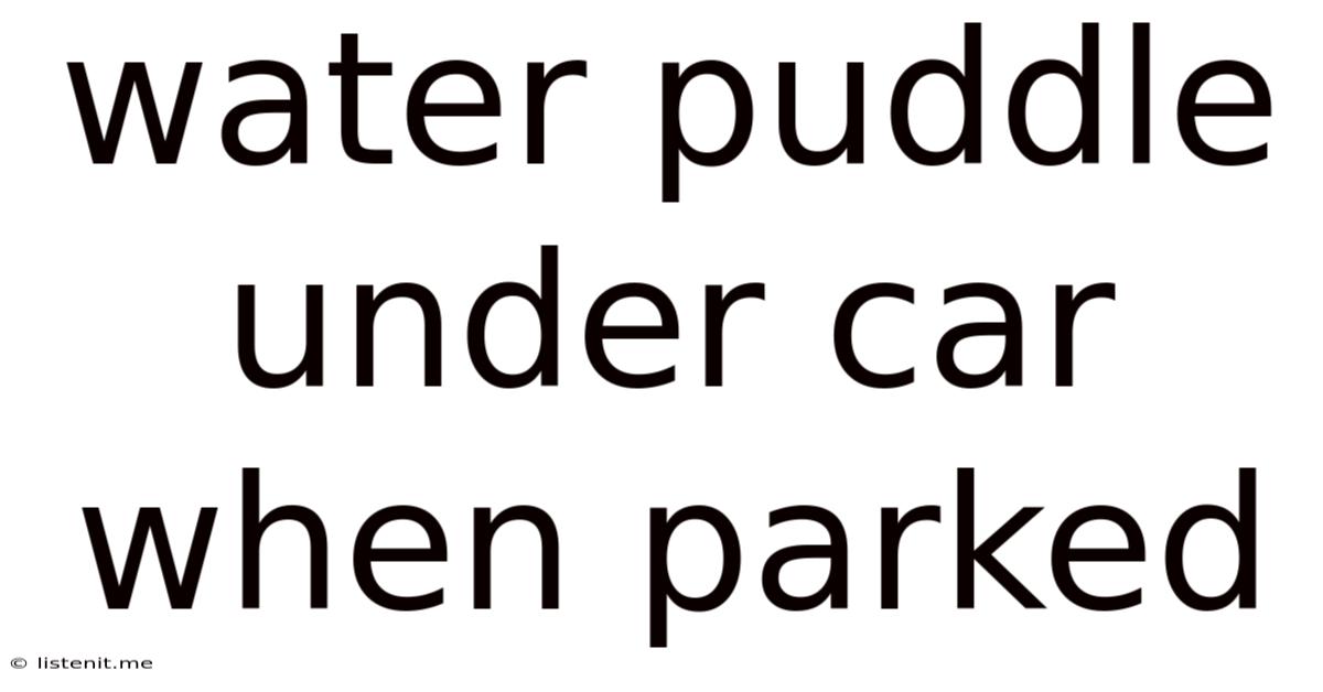 Water Puddle Under Car When Parked