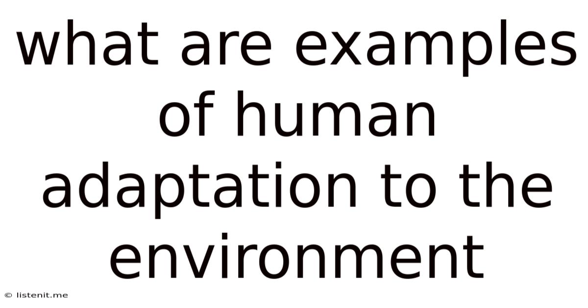 What Are Examples Of Human Adaptation To The Environment