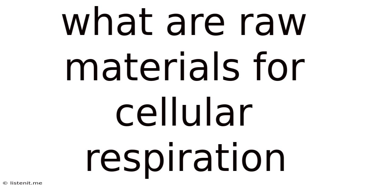 What Are Raw Materials For Cellular Respiration