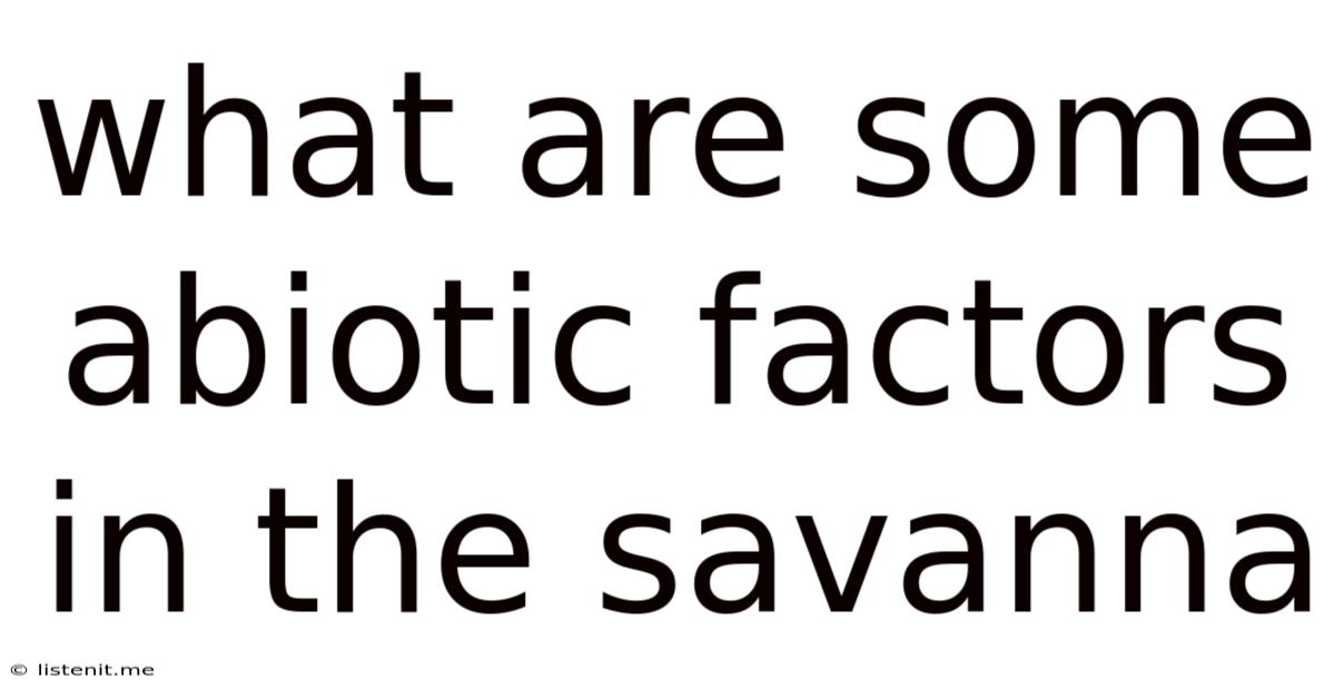 What Are Some Abiotic Factors In The Savanna