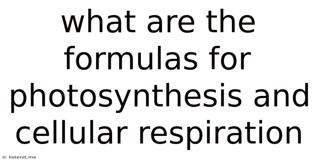 What Are The Formulas For Photosynthesis And Cellular Respiration