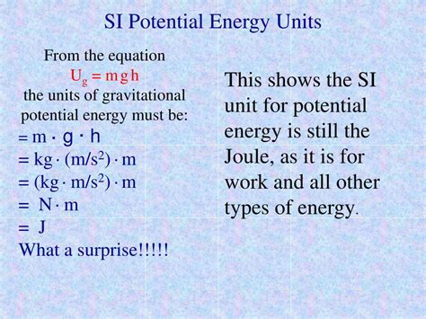 What Are The Units Of Potential Energy