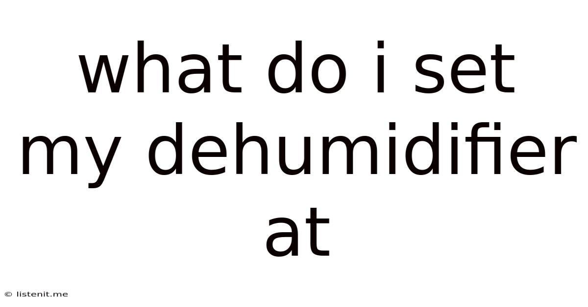 What Do I Set My Dehumidifier At