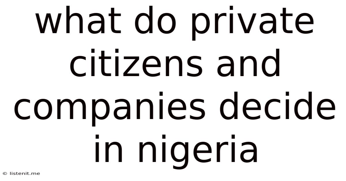 What Do Private Citizens And Companies Decide In Nigeria