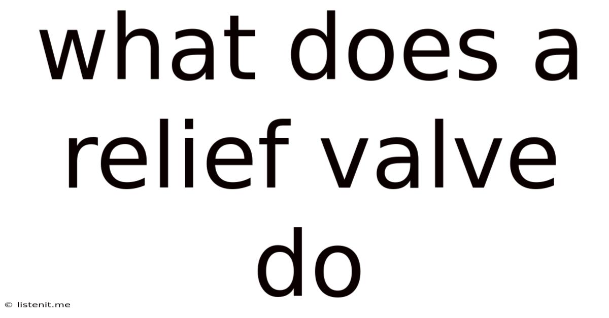 What Does A Relief Valve Do