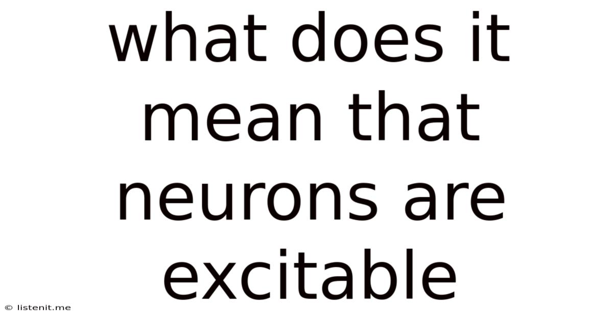 What Does It Mean That Neurons Are Excitable