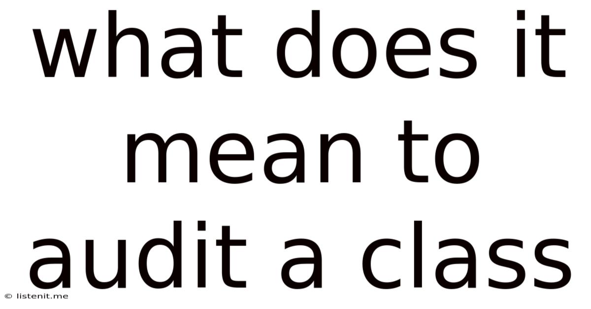 What Does It Mean To Audit A Class