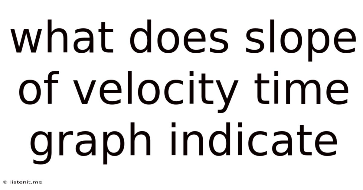 What Does Slope Of Velocity Time Graph Indicate
