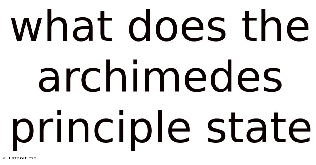 What Does The Archimedes Principle State