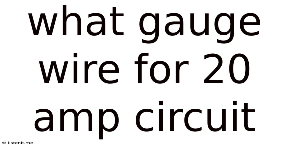 What Gauge Wire For 20 Amp Circuit