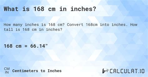 What Is 168 Cm In Inches