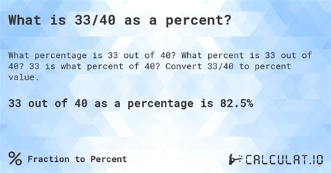 What Is 33 Out Of 40 As A Percentage