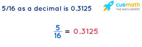 What Is 5/16 As A Decimal