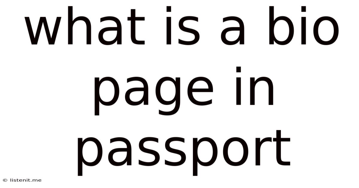 What Is A Bio Page In Passport
