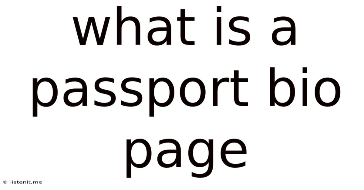What Is A Passport Bio Page