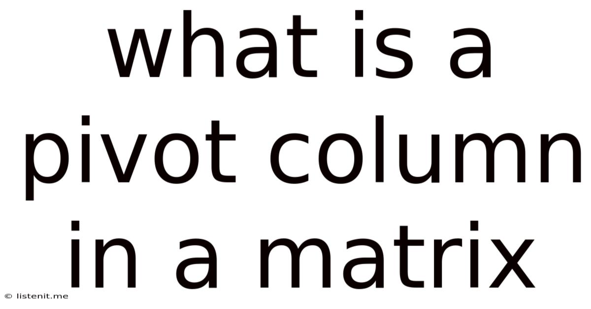 What Is A Pivot Column In A Matrix