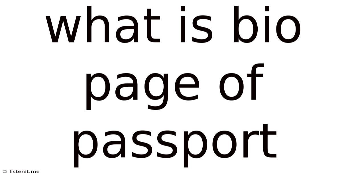 What Is Bio Page Of Passport