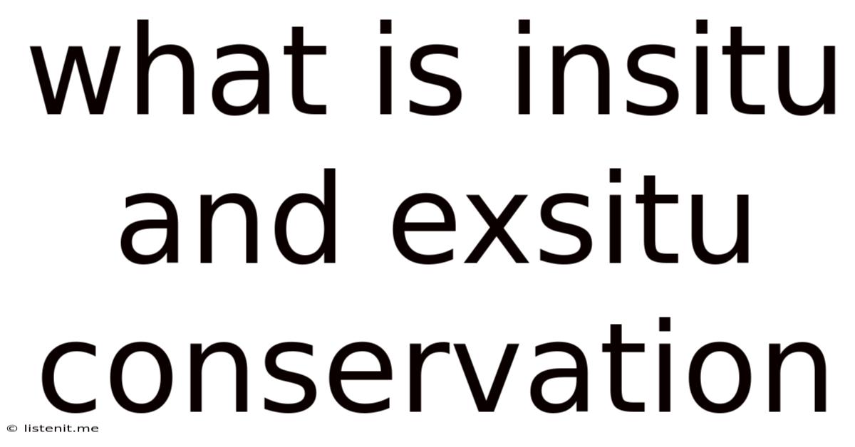 What Is Insitu And Exsitu Conservation