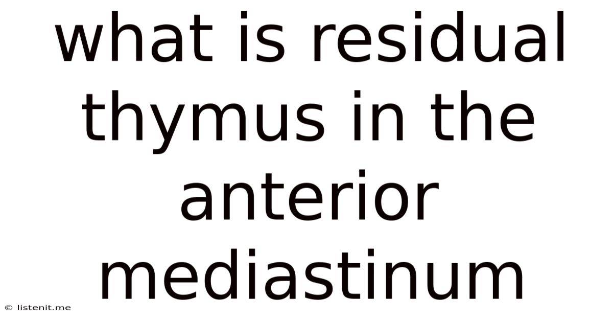 What Is Residual Thymus In The Anterior Mediastinum