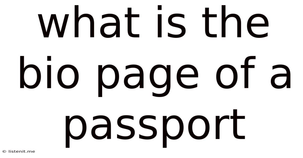 What Is The Bio Page Of A Passport