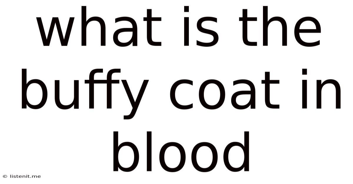 What Is The Buffy Coat In Blood