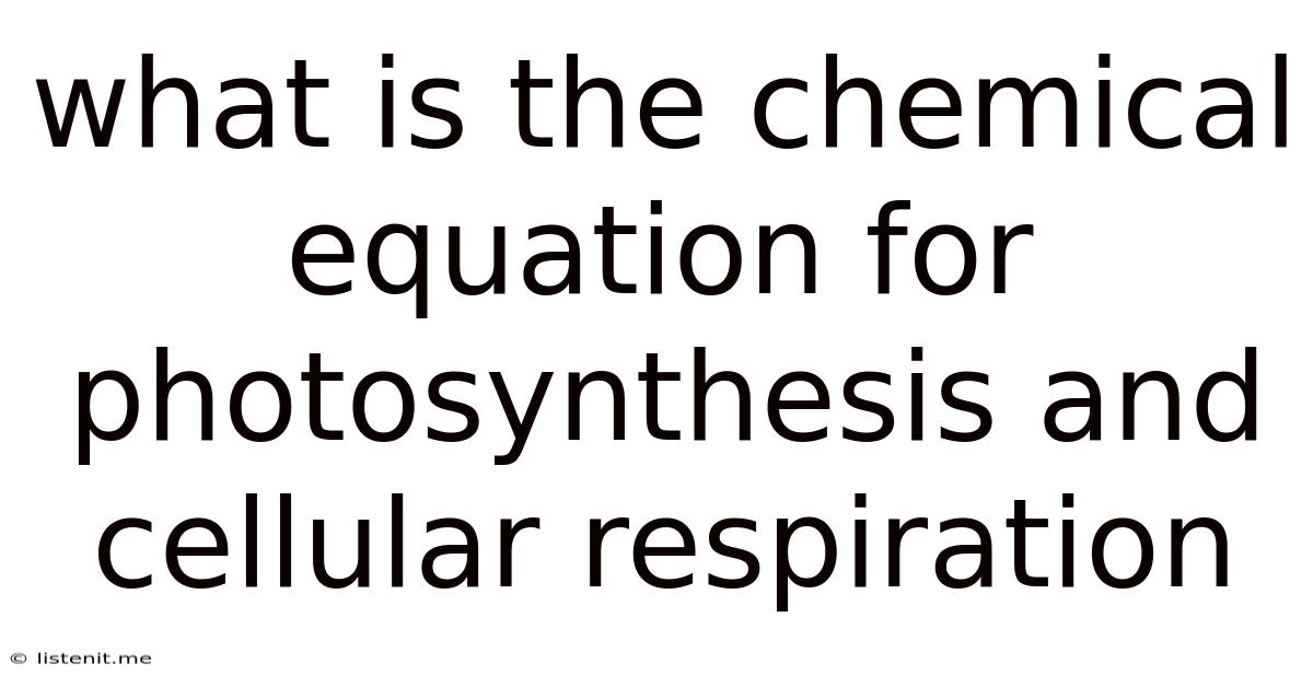 What Is The Chemical Equation For Photosynthesis And Cellular Respiration