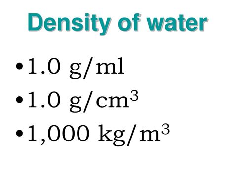 What Is The Density Of Water In G/ml