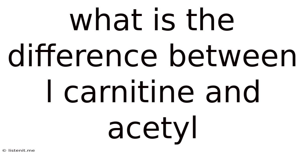 What Is The Difference Between L Carnitine And Acetyl