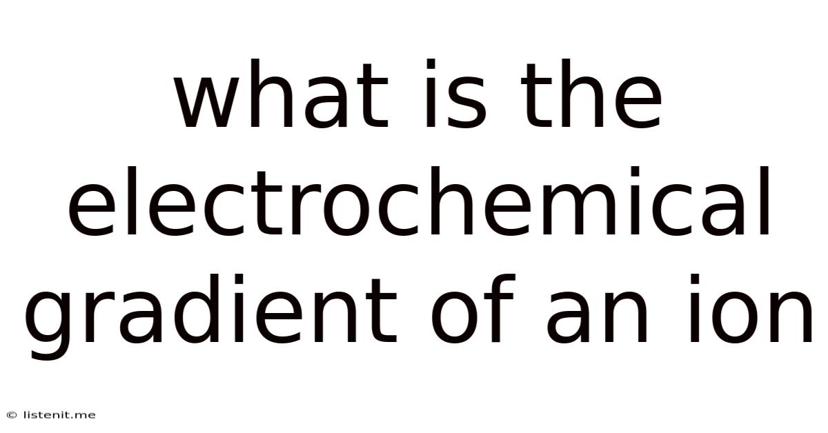 What Is The Electrochemical Gradient Of An Ion