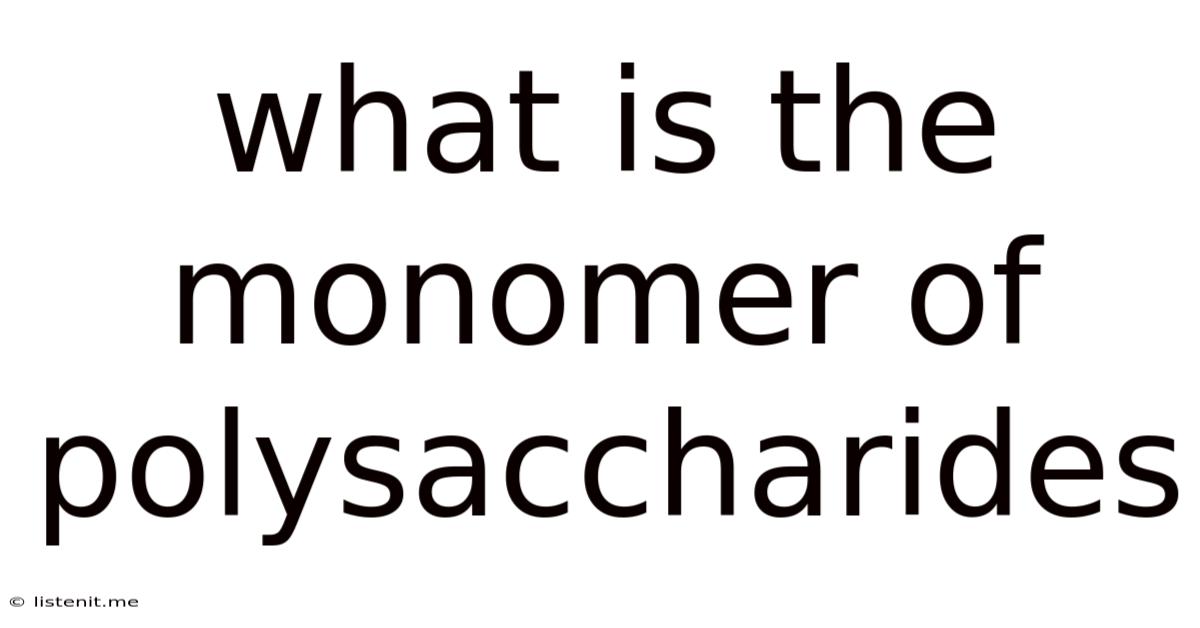 What Is The Monomer Of Polysaccharides