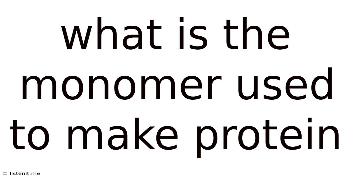 What Is The Monomer Used To Make Protein