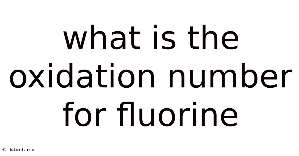 What Is The Oxidation Number For Fluorine