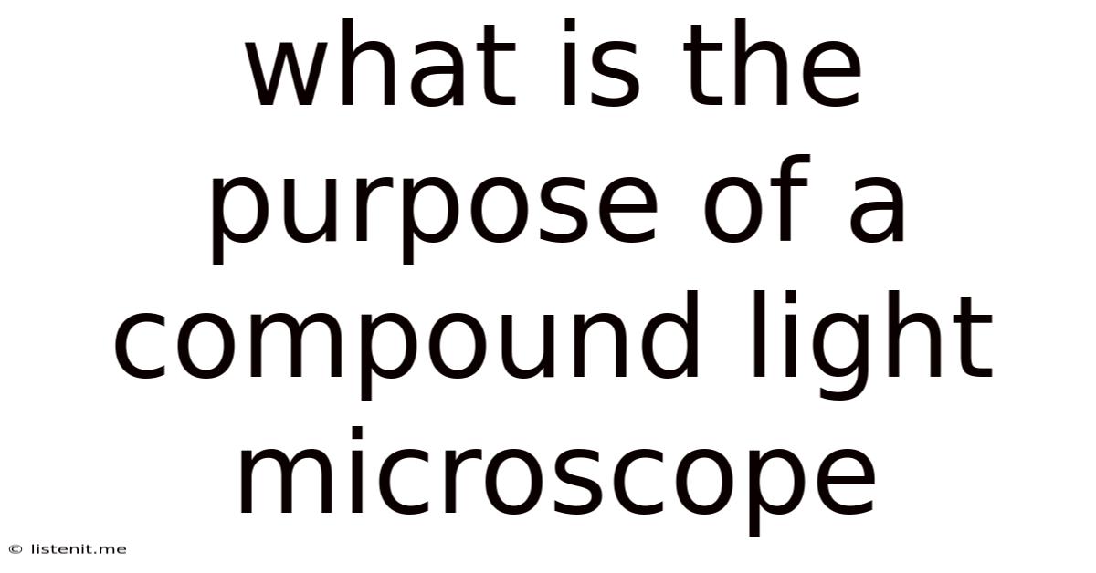 What Is The Purpose Of A Compound Light Microscope