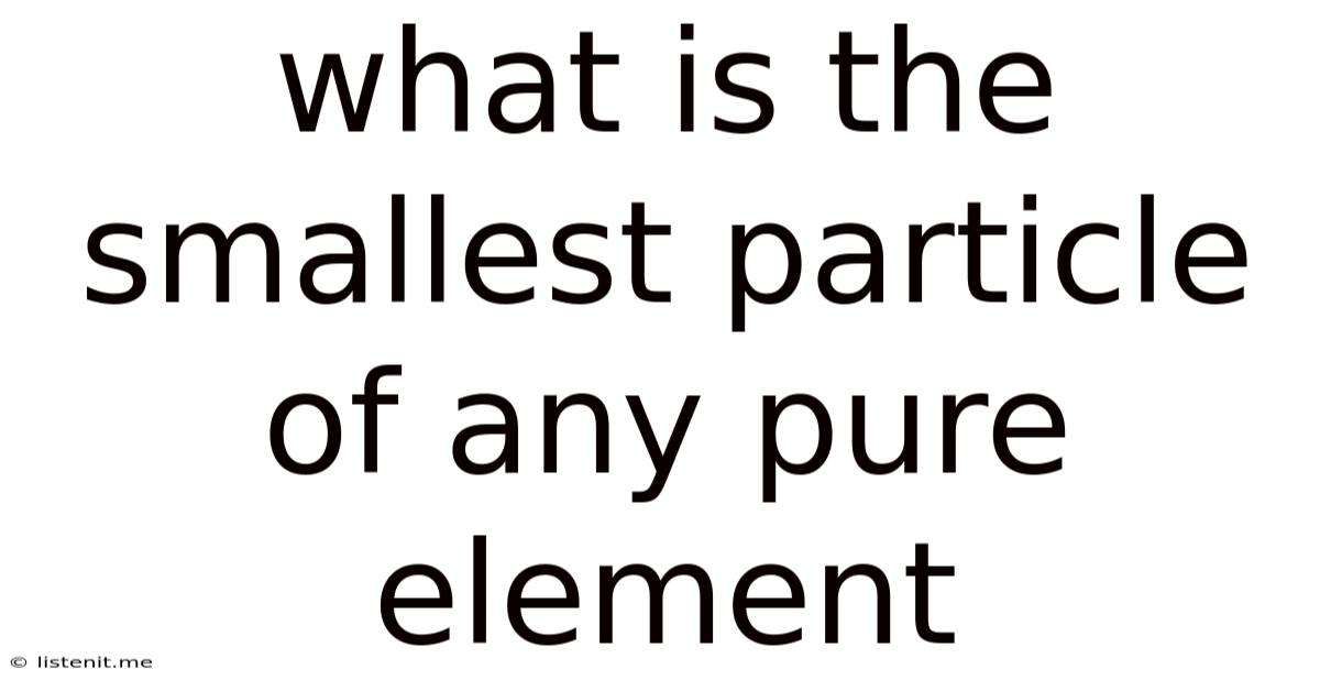 What Is The Smallest Particle Of Any Pure Element