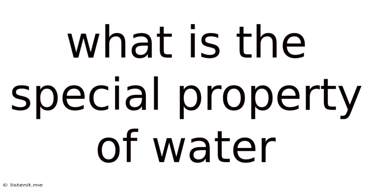 What Is The Special Property Of Water