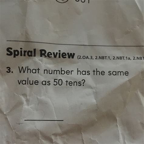 What Number Has The Same Value As 50 Tens