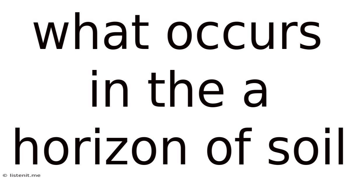 What Occurs In The A Horizon Of Soil
