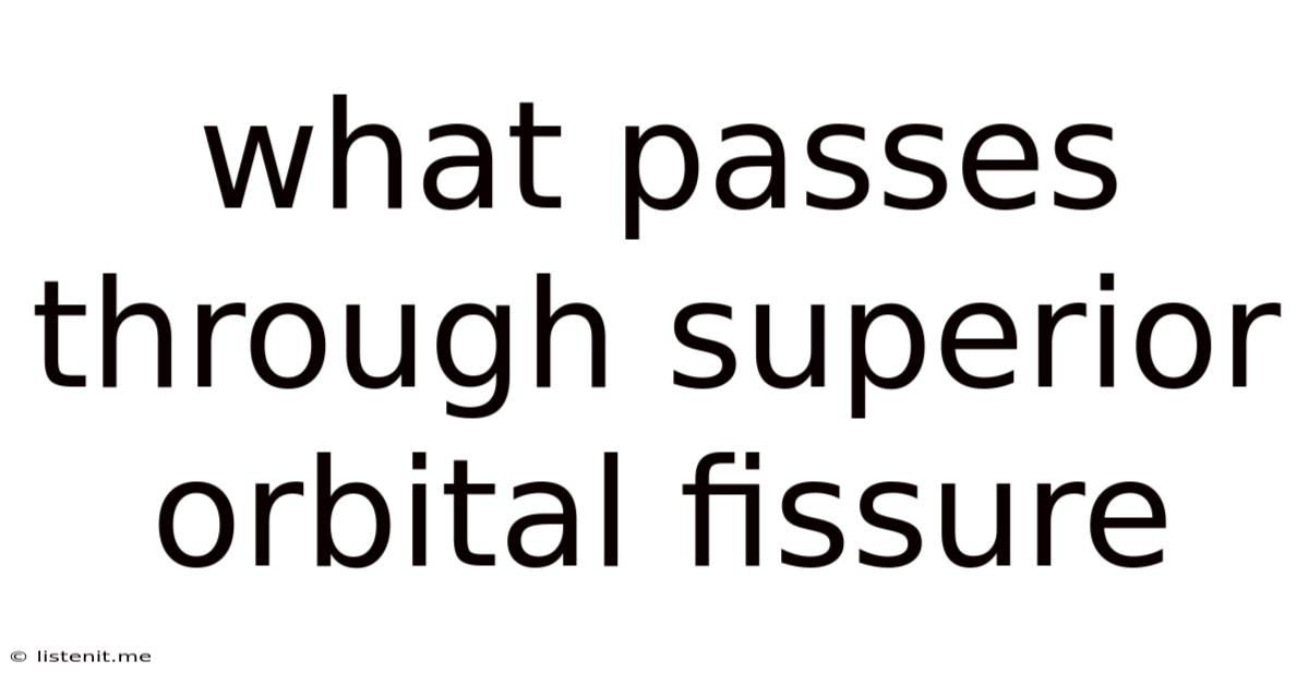 What Passes Through Superior Orbital Fissure