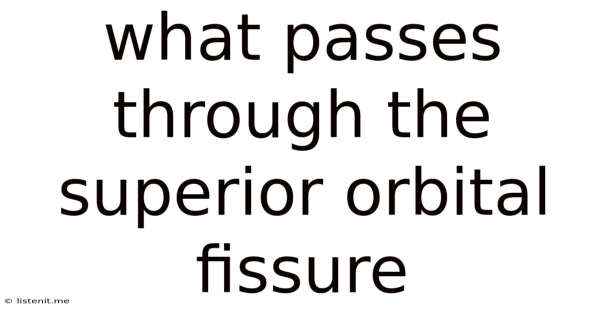 What Passes Through The Superior Orbital Fissure