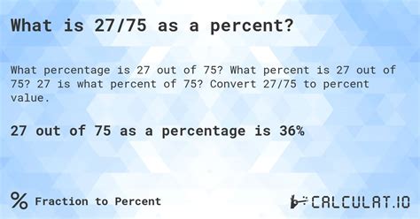 What Percent Of 75 Is 27