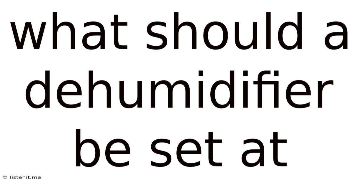 What Should A Dehumidifier Be Set At