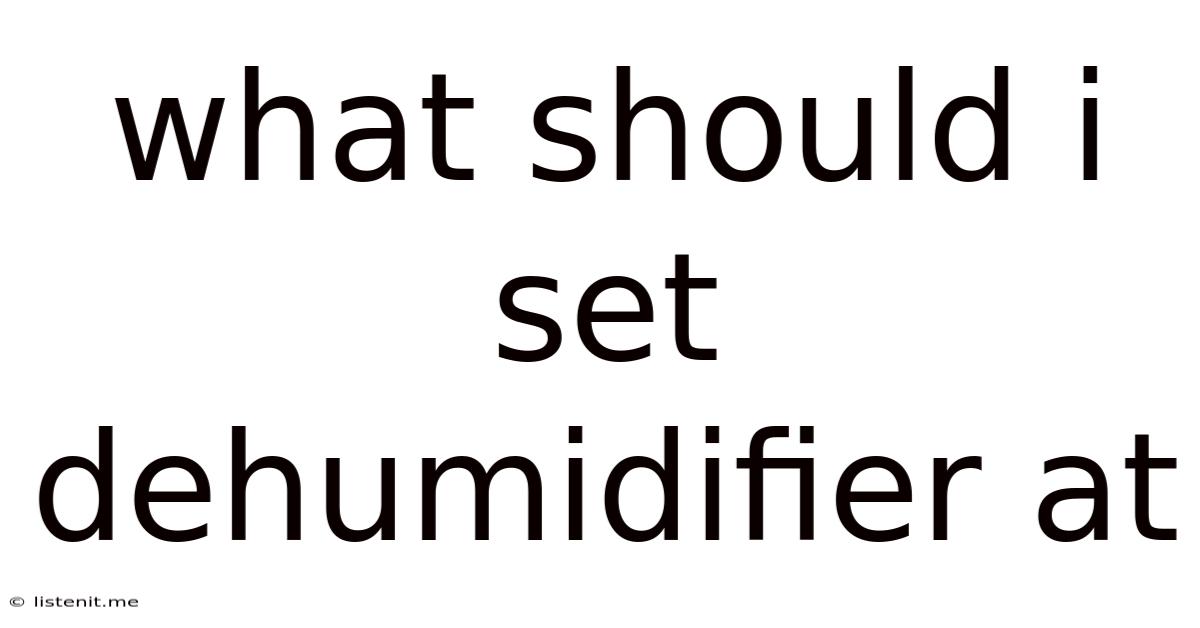 What Should I Set Dehumidifier At