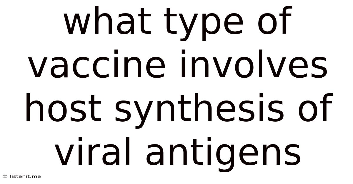 What Type Of Vaccine Involves Host Synthesis Of Viral Antigens