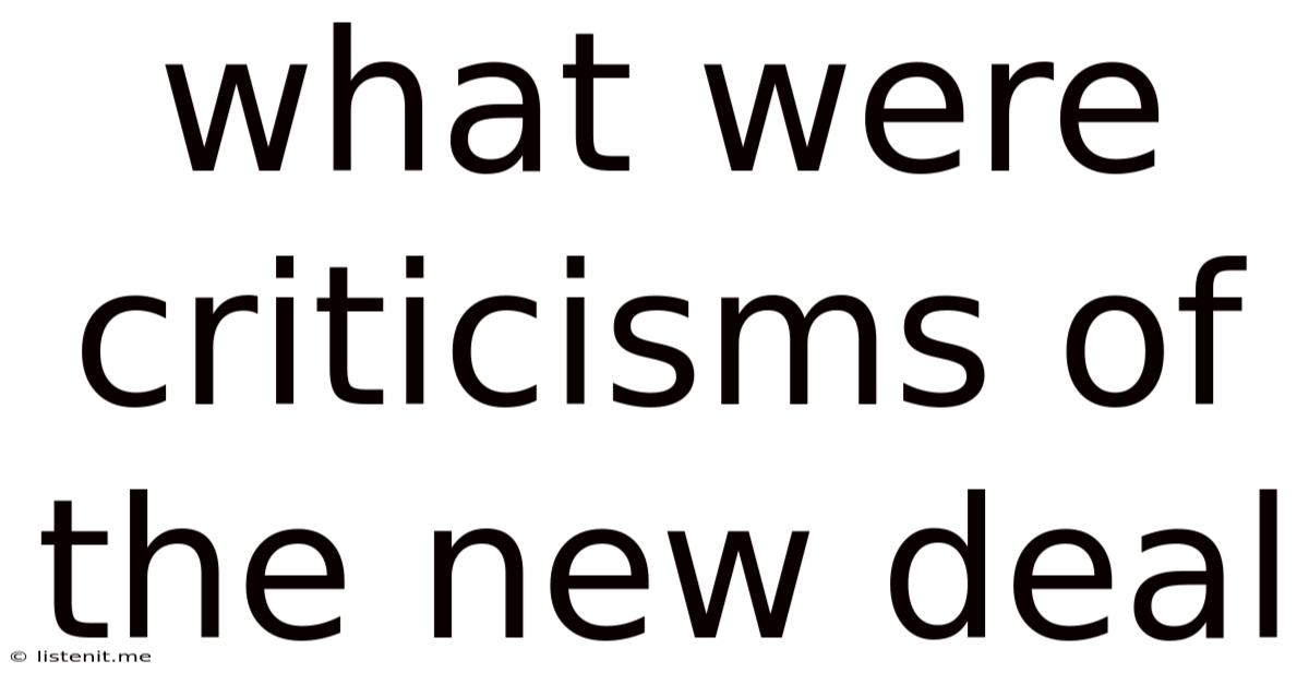 What Were Criticisms Of The New Deal